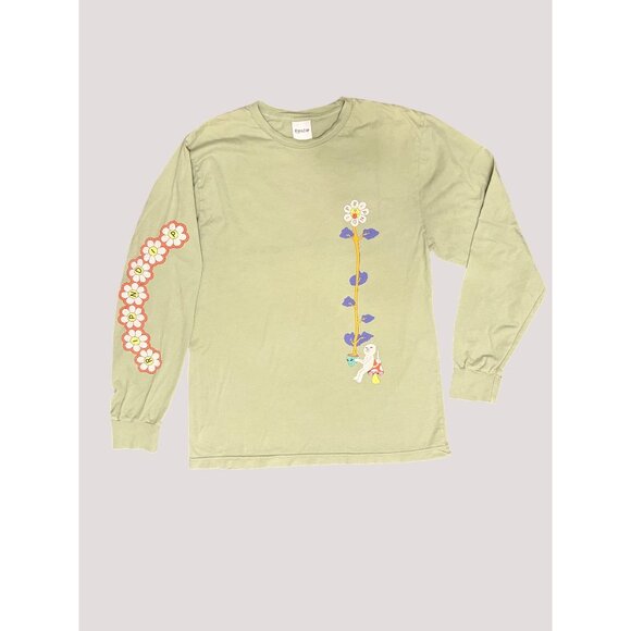 Ripndip Nermal Long Sleeve Shirt Size M Olive Green Trippy Cat Flower Mushroom - Picture 2 of 10